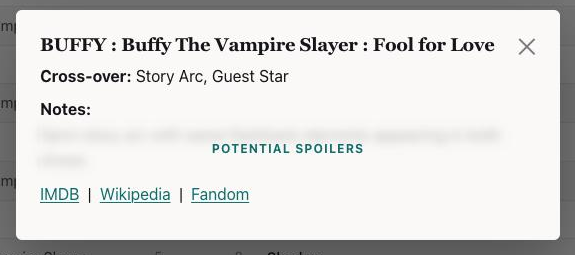 The notes popup with the note text blurred behind a Potential Spoilers cover